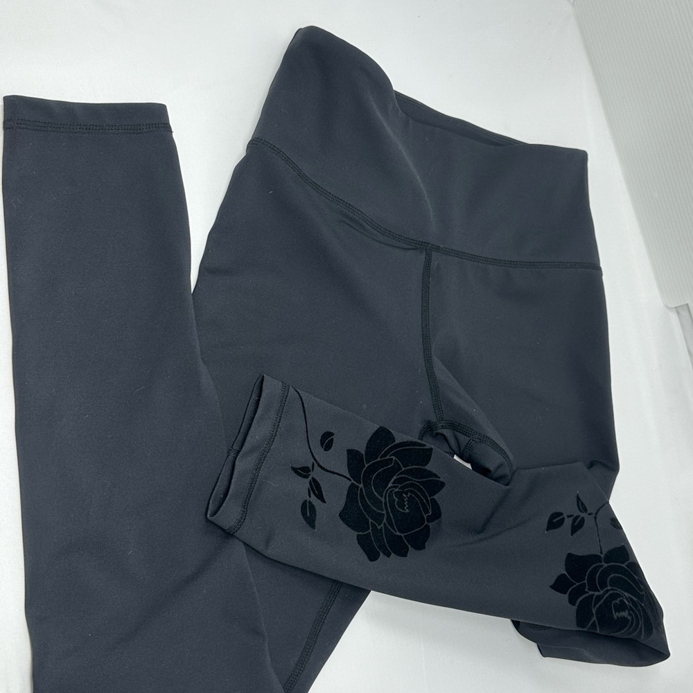 Black Leggings with Floral Design